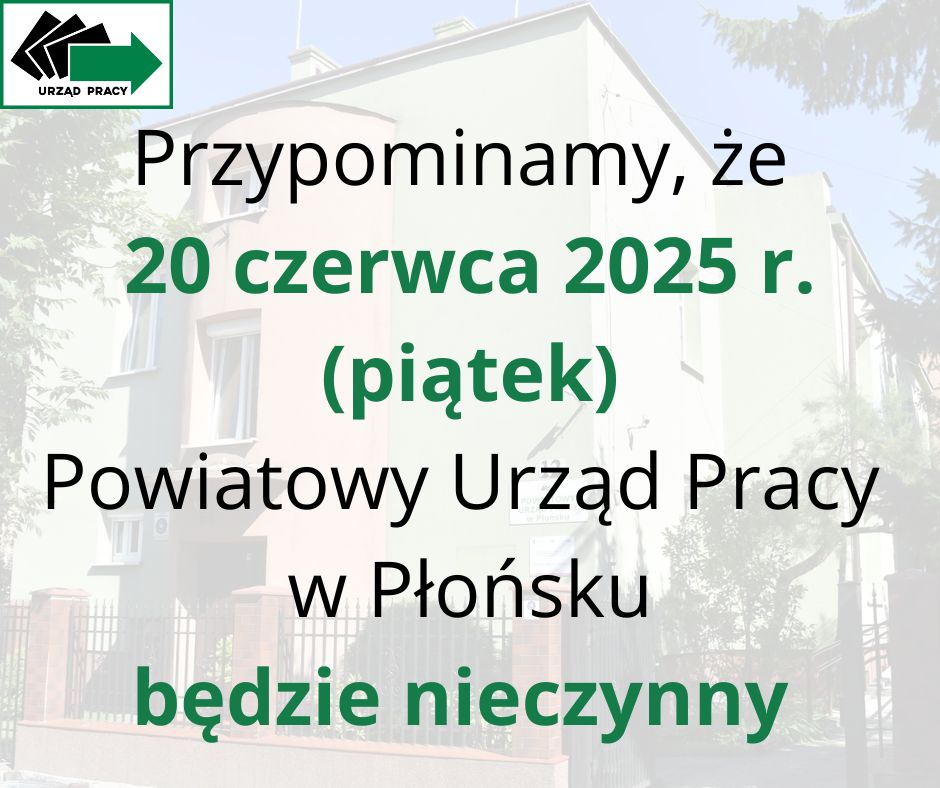 Zdjęcie artykułu Informacja o pracy urzędu 20.06.2025 r.