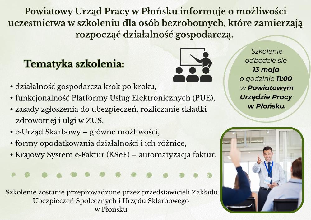 szkolenie dla osób zamierzających rozpocząć działalność gospodarczą